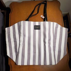 Victoria’s Secret Gray and White Striped Tote Bag